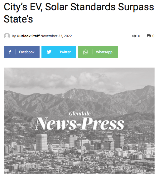 Building Electrification, Solar, and EV Charging Reach Codes Glendale