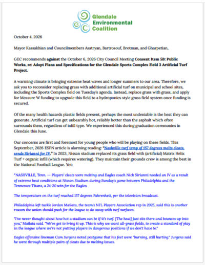 GEC Letter to City Council